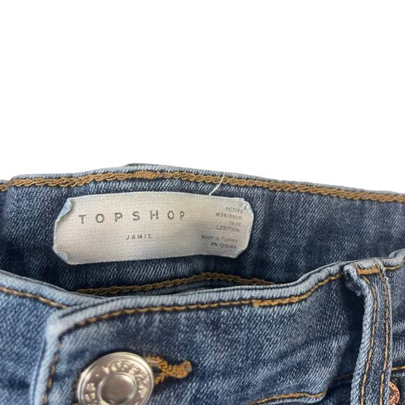 Topshop Women's Size 34 P Jamie Medium Wash Cropped Jeans - Picture 4 of 10